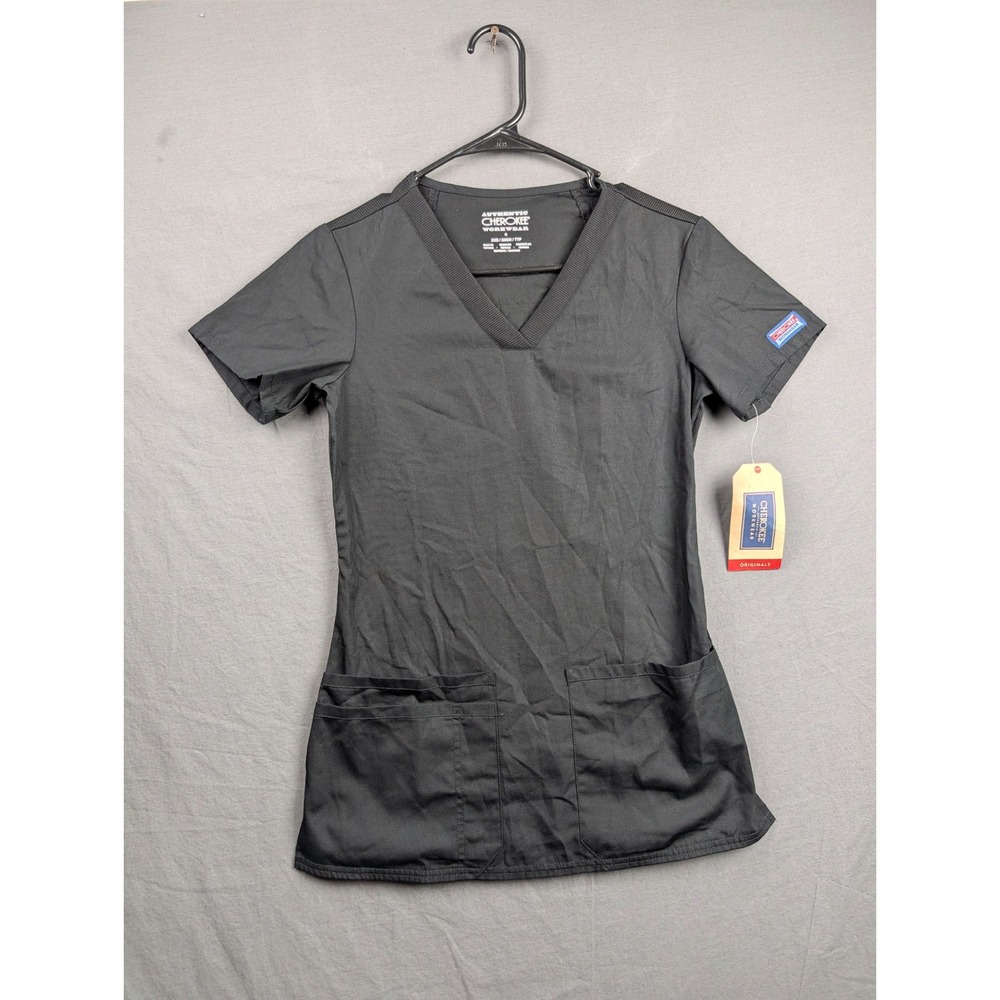 Cherokee Workwear Originals V-Neck Scrub Top Black Size XXS